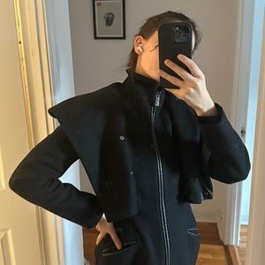 Black wool & leather Pinko coat